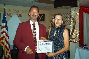 MATT PIEPER PRESENTING HELEN PHELPS WITH THE EXALTED RULER'S APPRECIATION AWARD